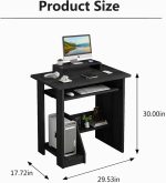 ALISENED Home Office Computer Desk with Monitor Stand Keyboard Tray, 29.5 Inch Study Writing Desk Small PC Laptop Table with Storage Shelves, Modern Workstation for Small Spaces Save Space - Image 3